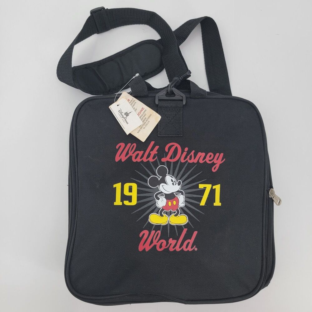 Walt Disney World Vintage 1971 Foldable Black Travel Duffle Bag With Shoulder St